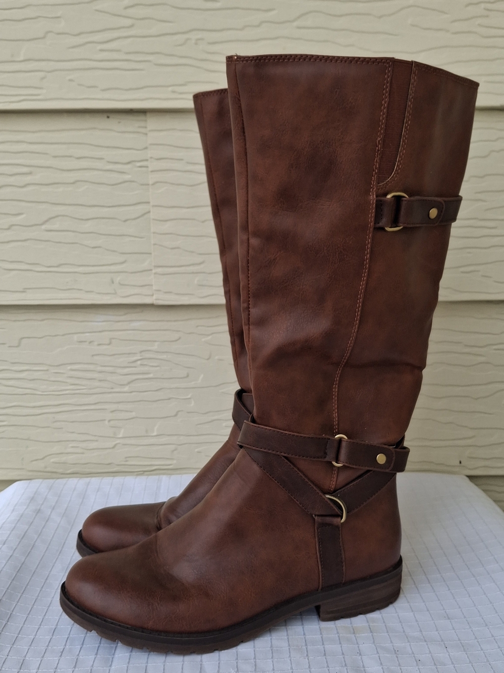 Natural Soul Bridget Faux Leather Brown Riding Boots sz 8.5 M Barely Worn